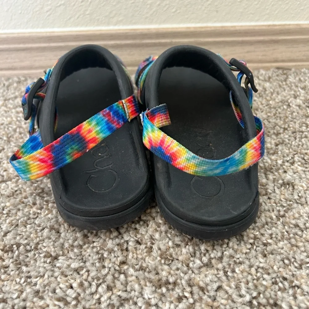 Chaco Chillos Sport Kids Sandals Dark Tie-Dye Strap Black Multicolor Unisex Sz 2